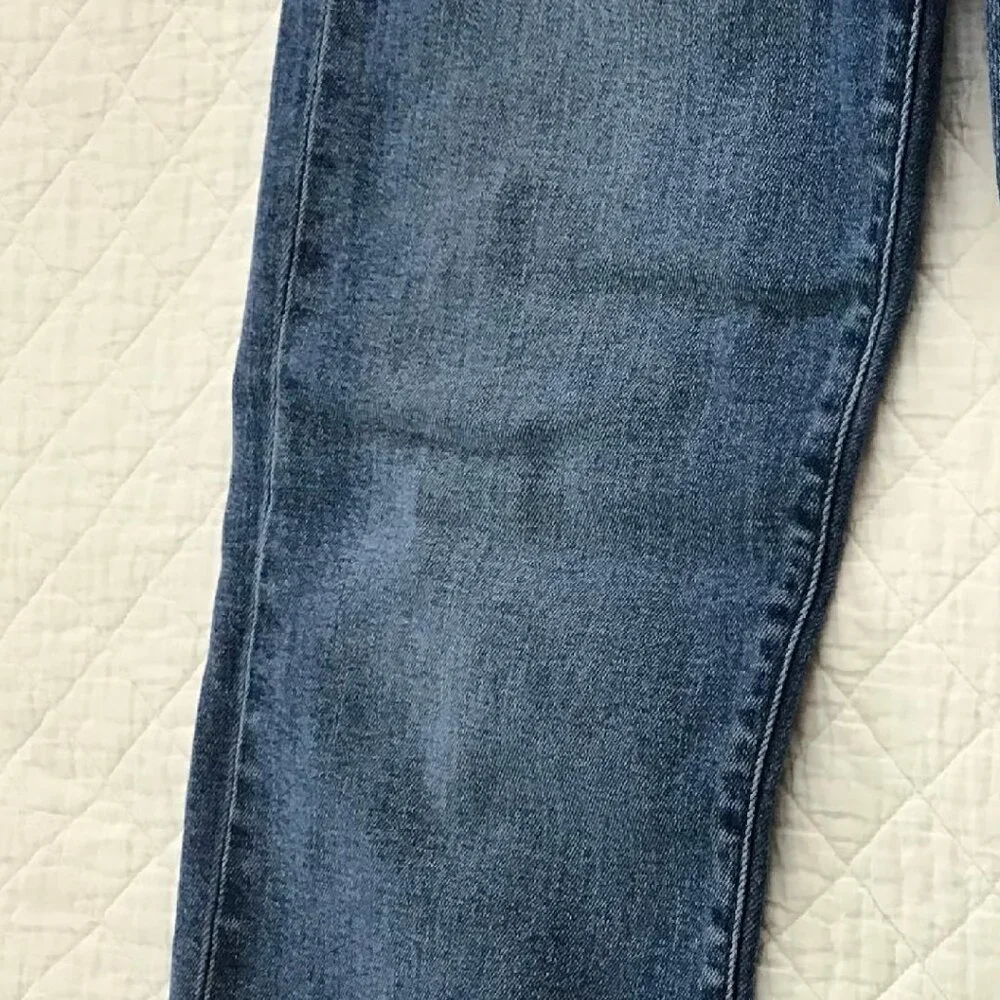 Quince Stretch High Rise Straight Jeans Women 29 Seaside Blue 28” Inseam EUC - Picture 2 of 8